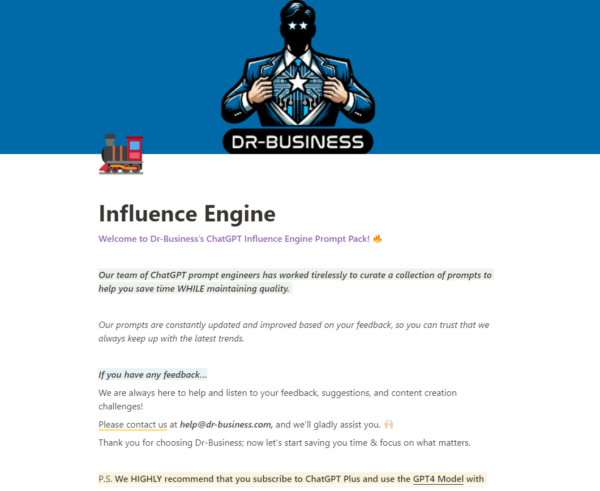 influence engine prompt pack